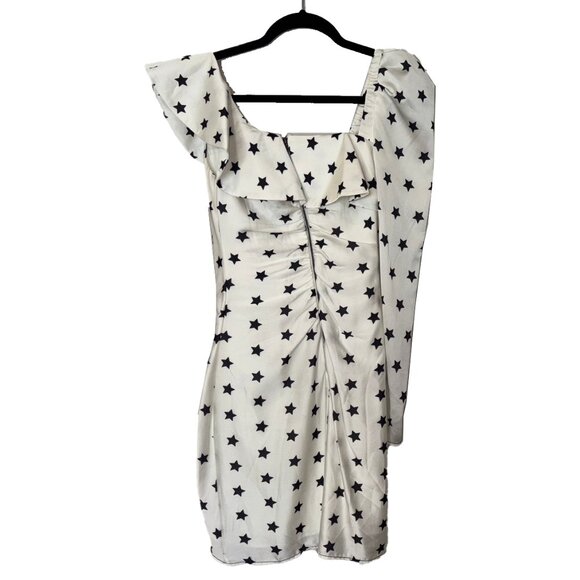 Self Portrait Blue Stars on Ivory One Sleeve Dress - Size 2 - Picture 3 of 6